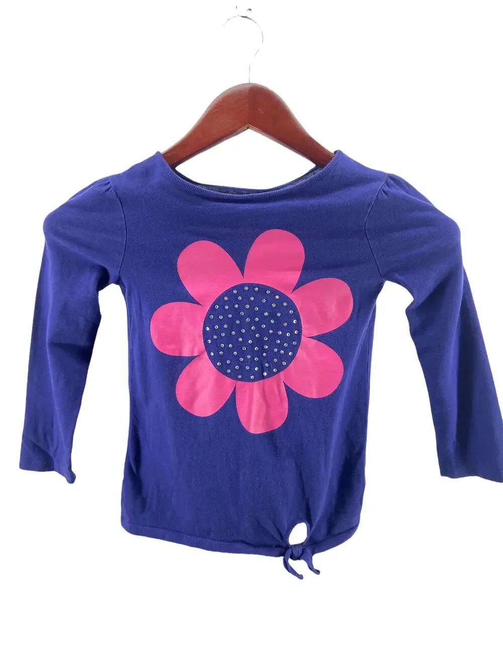 Jumping Beans Girls' Blue Flower Graphic Long Sleeve Top Youth Size 5